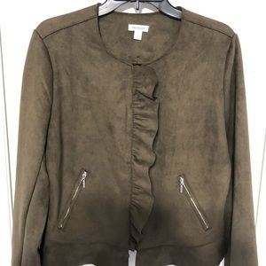 FAUX SUEDE RUFFLE JACKET
size:L - In good condition